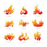 Set of 9 Fire Shaped Icons